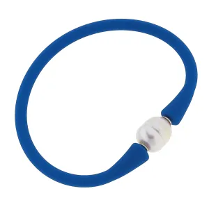Bali Freshwater Pearl Silicone Bracelet in Royal Blue