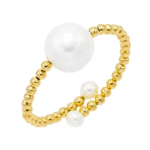 Beaded Pearl Ring 14K