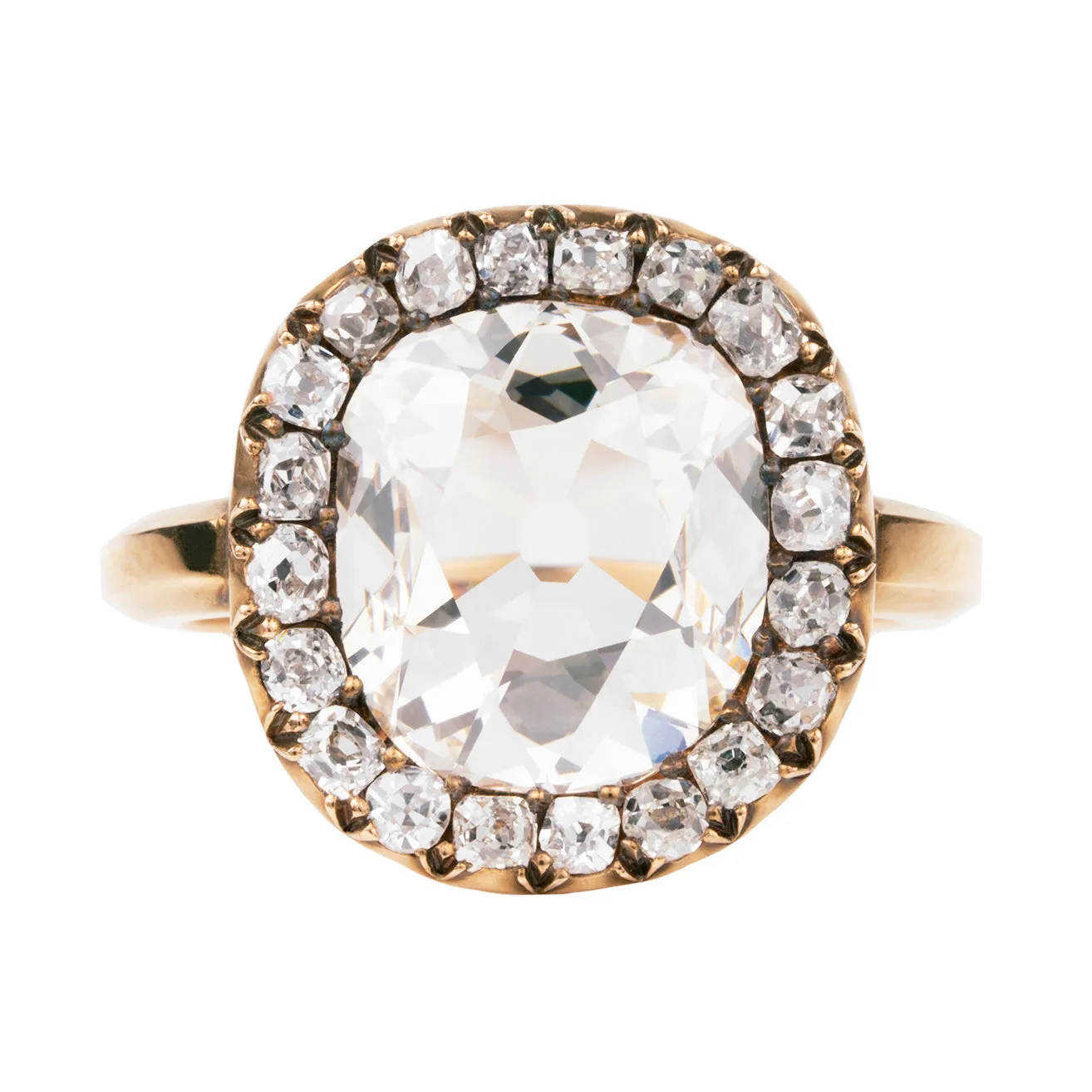Bell & Bird Old Mine Cut Diamond Cluster Ring