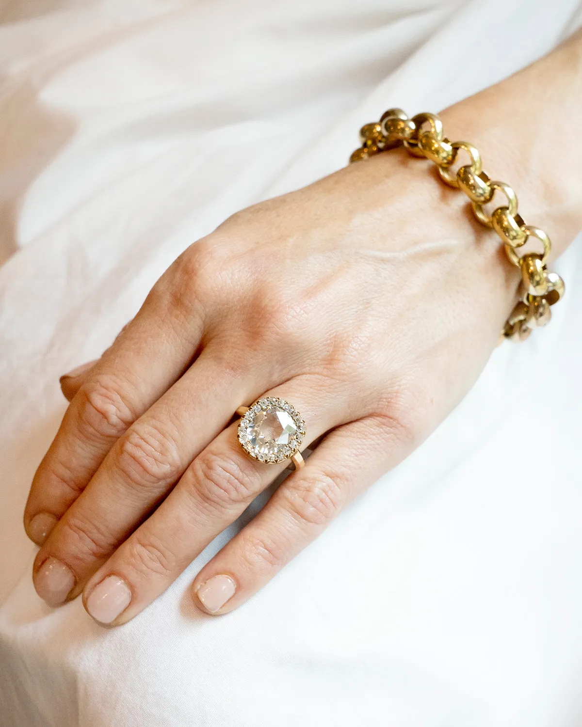 Bell & Bird Old Mine Cut Diamond Cluster Ring