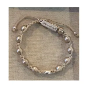 Benedictine Pearl Bracelet, tan/silver