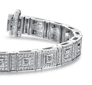 Bezel Set Princess Diamond Bracelet with 5.45 ct.(finished) 1.4mm, 2.5mm