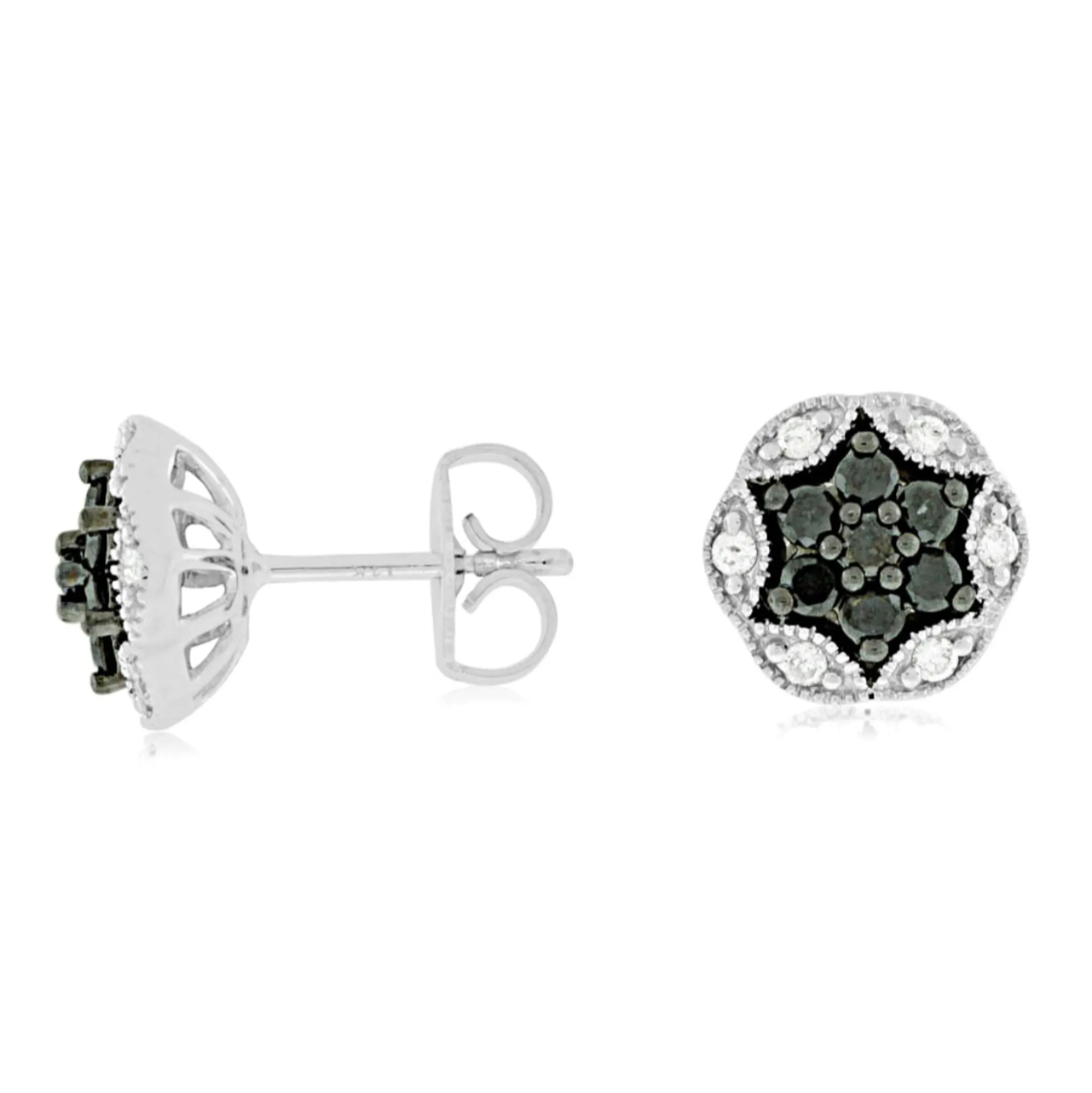 Black and White Diamond Stud Earrings