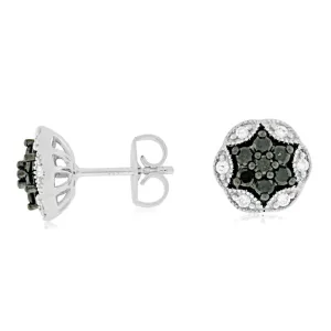 Black and White Diamond Stud Earrings