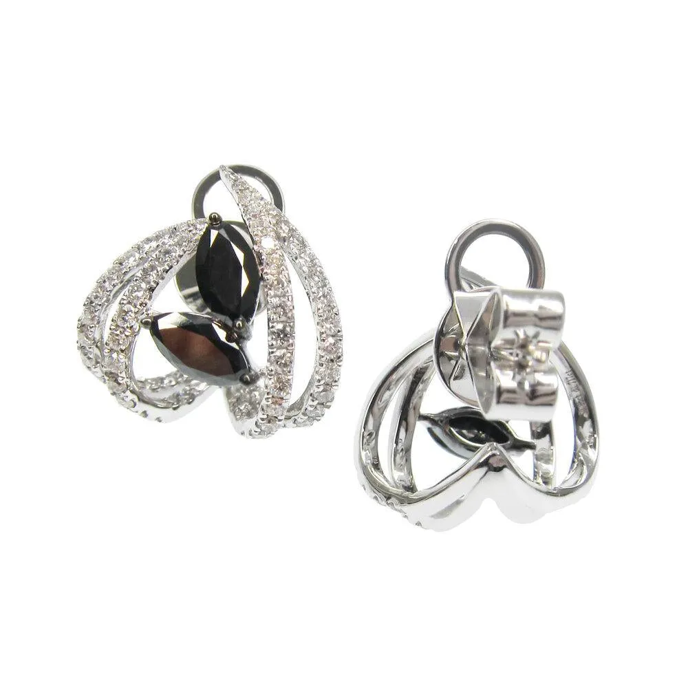 Black Marquise Cut Diamond Hoop Earrings