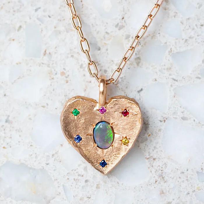 Black Opal Big Heart Necklace