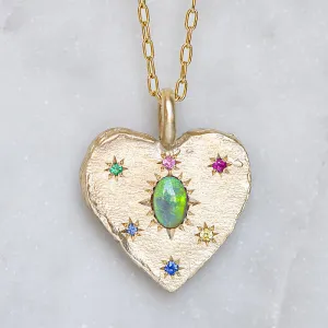 Black Opal Big Heart Necklace