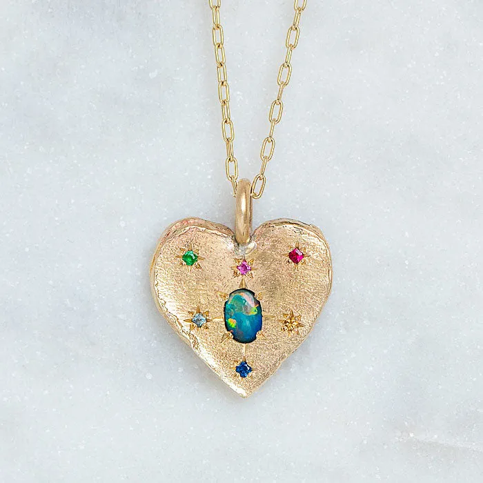 Black Opal Big Heart Necklace