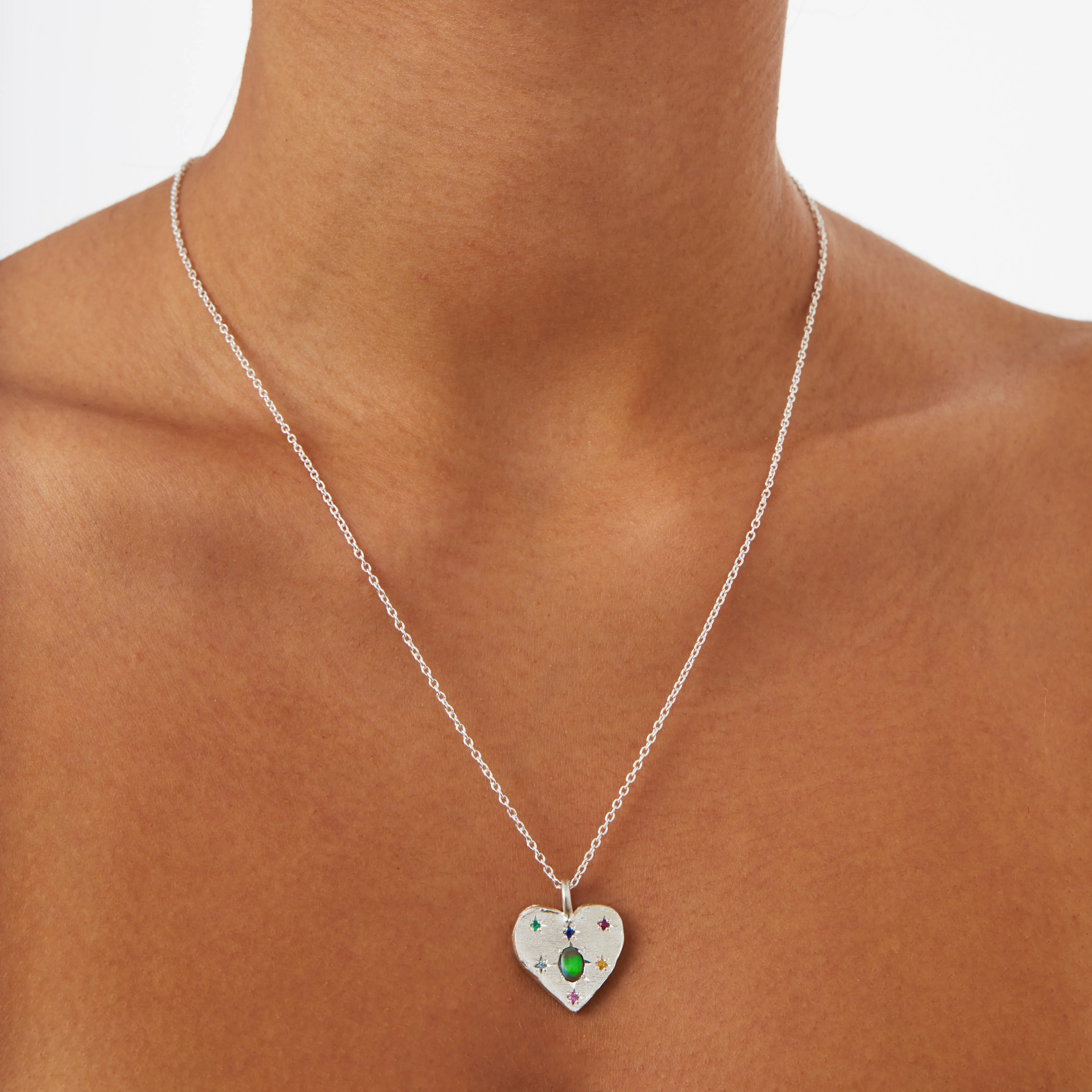 Black Opal Big Heart Necklace