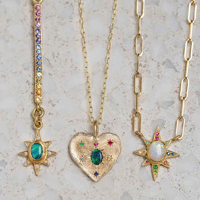 Black Opal Big Heart Necklace