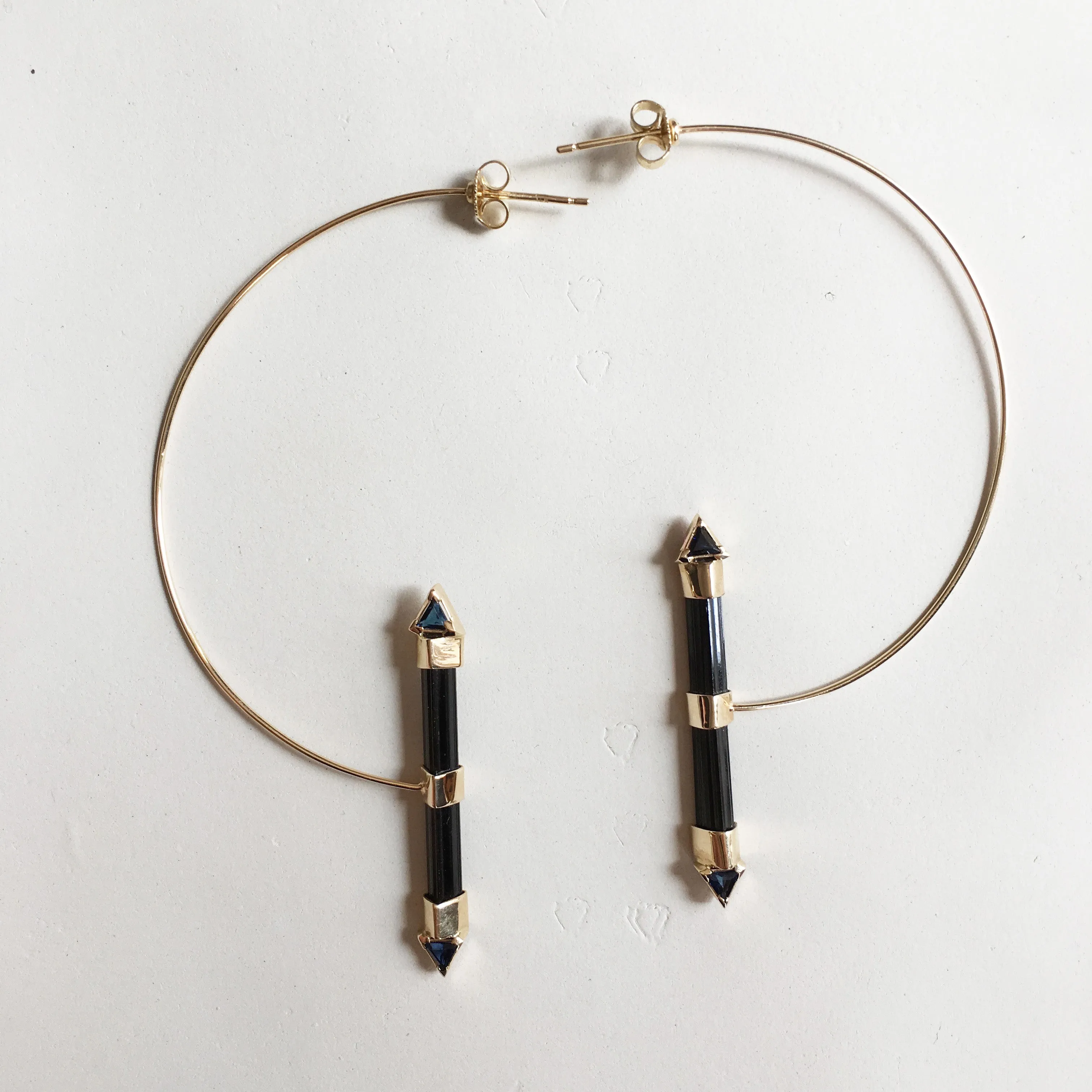 Black Tourmaline Orbit  Hoops