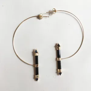 Black Tourmaline Orbit  Hoops