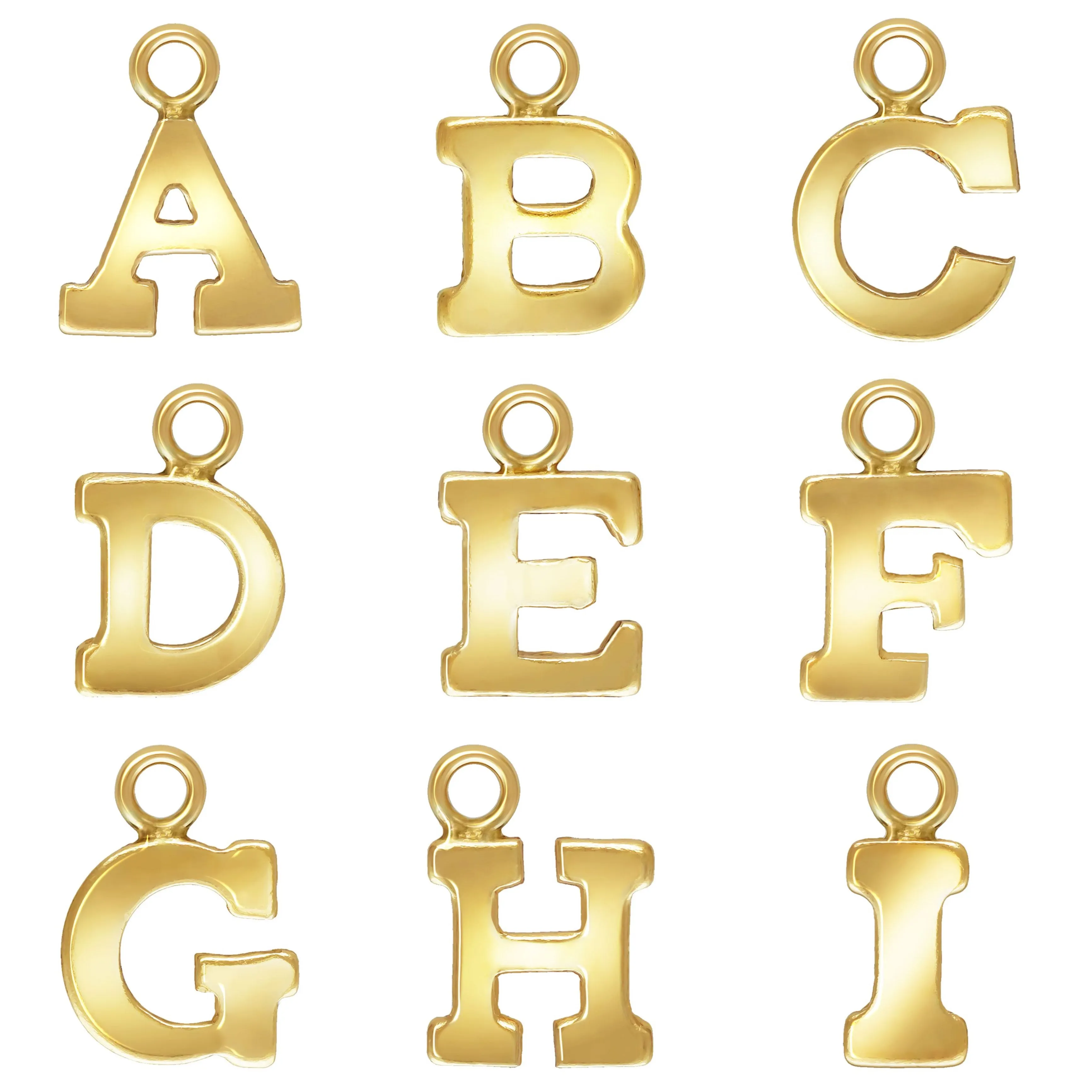 Block Letters Charms, Sterling Silver & Gold Filled