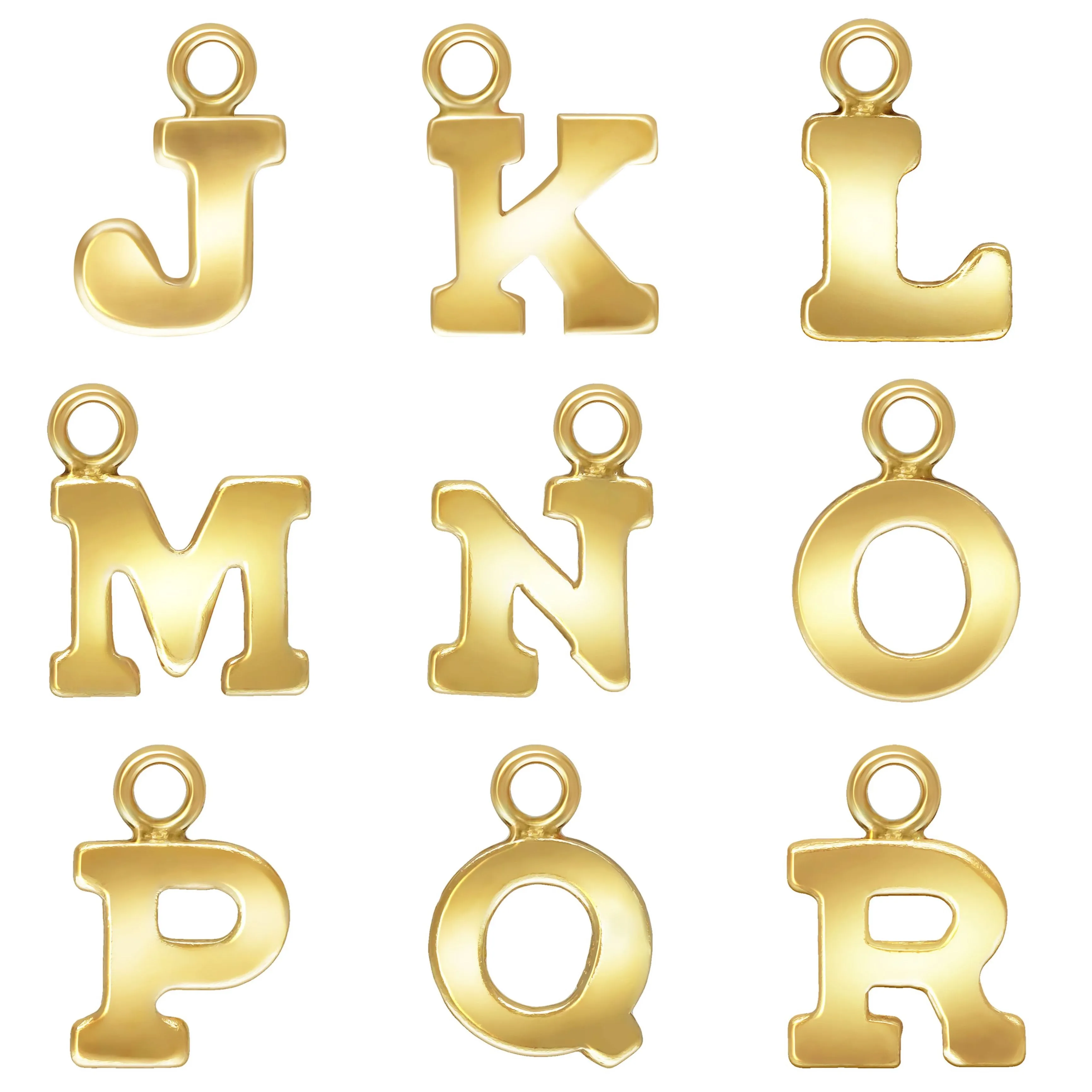Block Letters Charms, Sterling Silver & Gold Filled