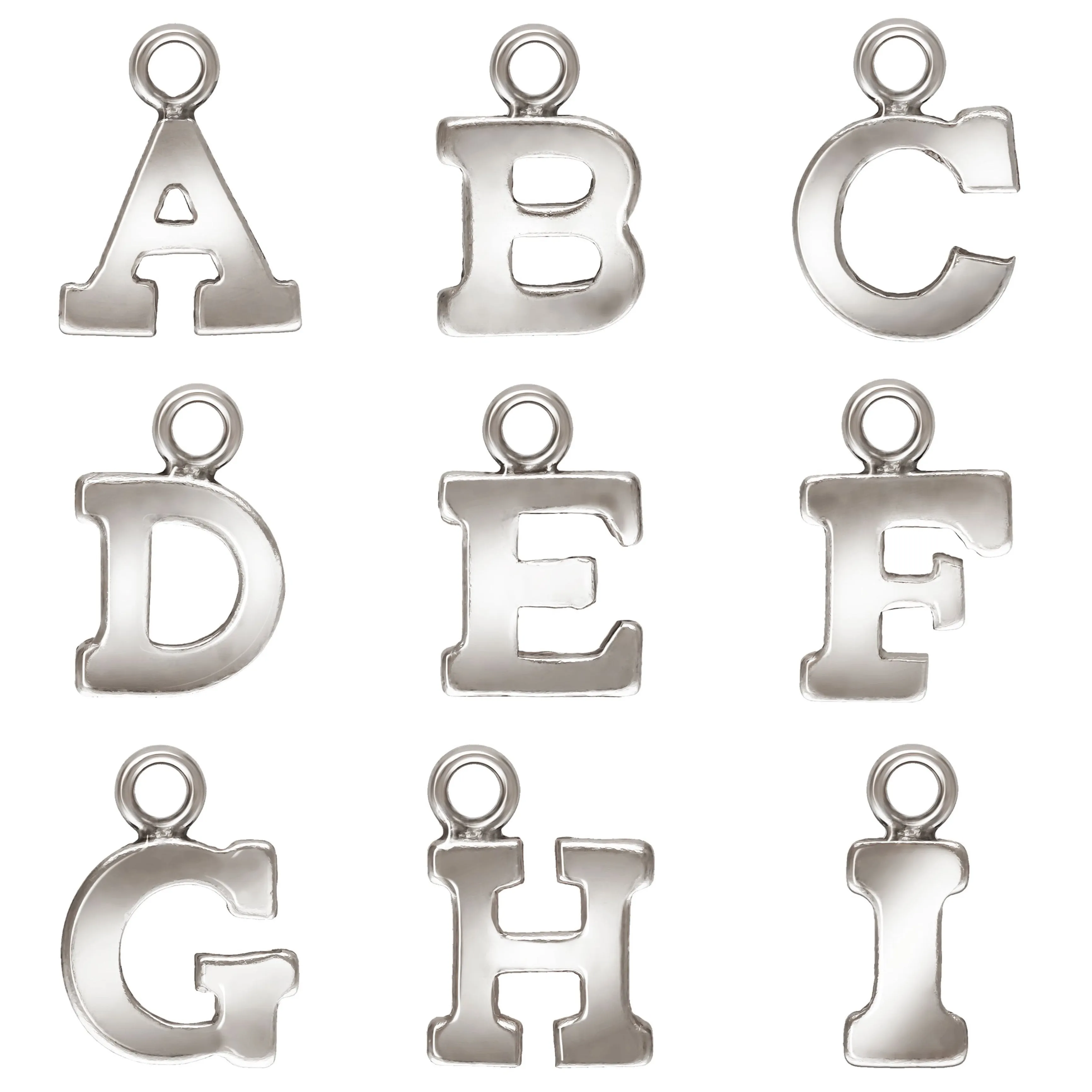 Block Letters Charms, Sterling Silver & Gold Filled