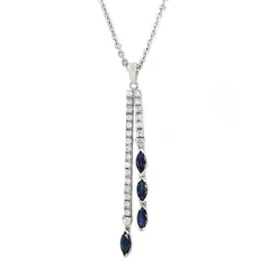 Blue Sapphire & DiamondDangle Pendant Necklace In 18k White Gold