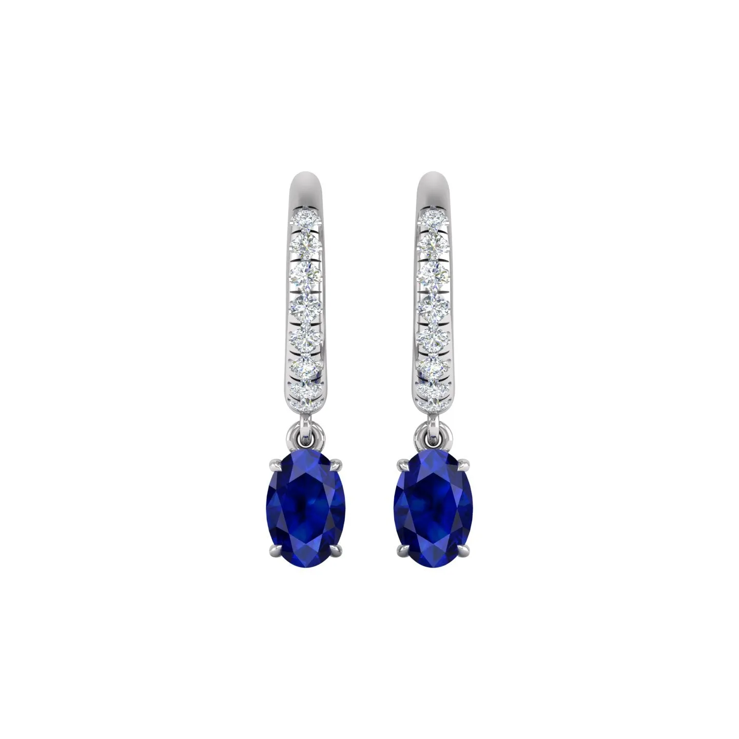 Blue Sapphire and Diamond Drop Earrings