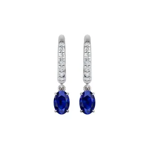 Blue Sapphire and Diamond Drop Earrings