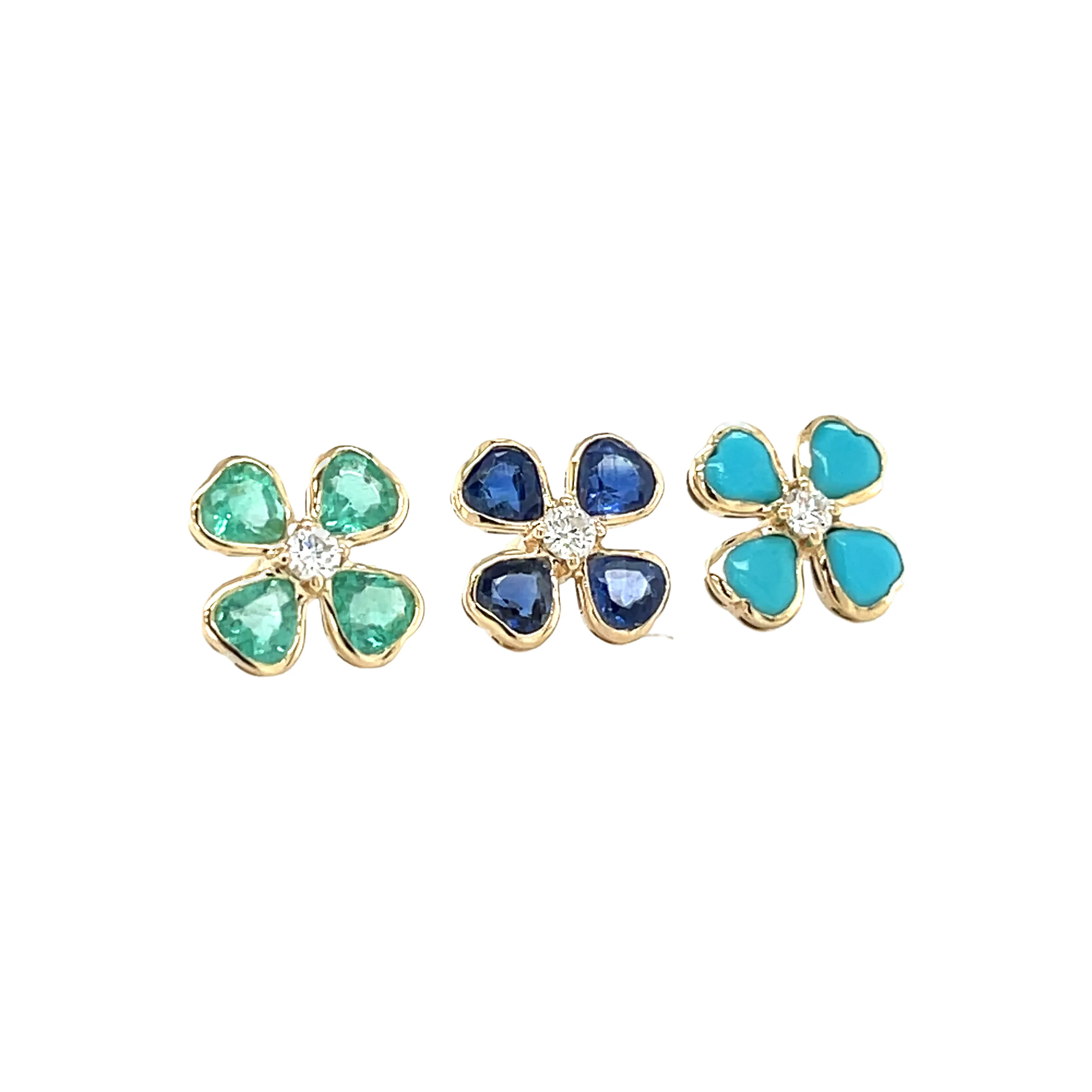 Blue Sapphire and Diamond Flower Studs