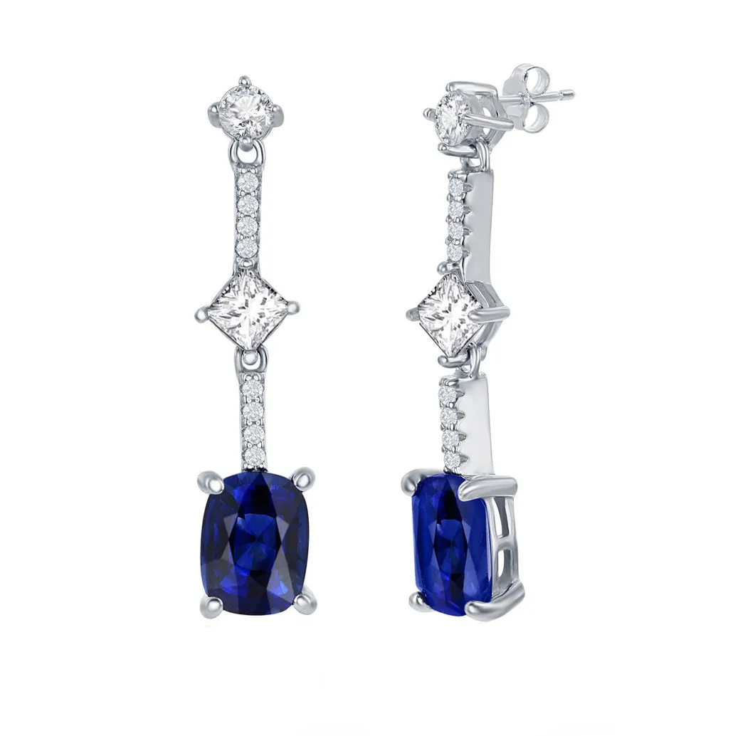 Blue Sapphire Drop Line Earring