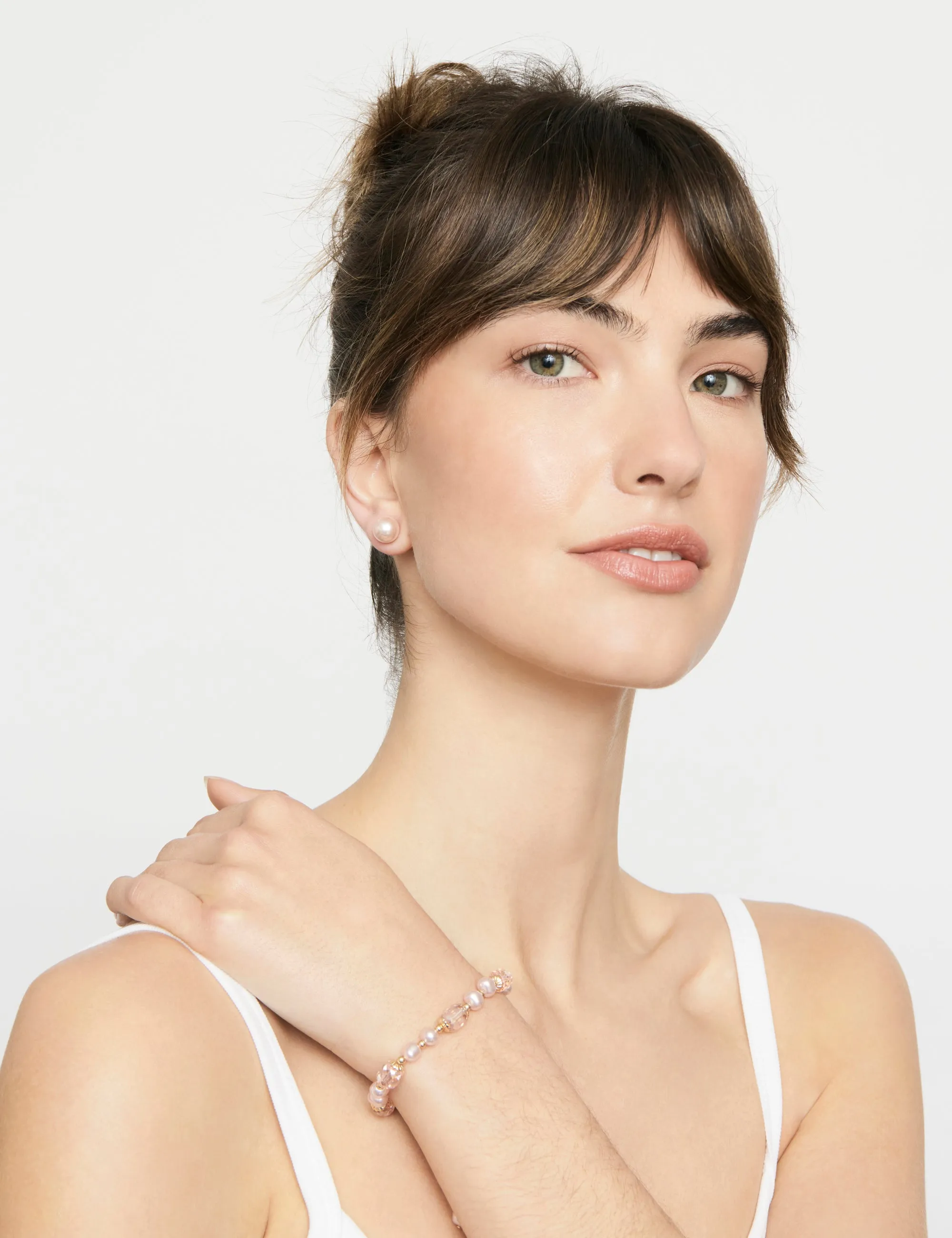 BLUSH PEARL AND CRYSTAL BRACELET