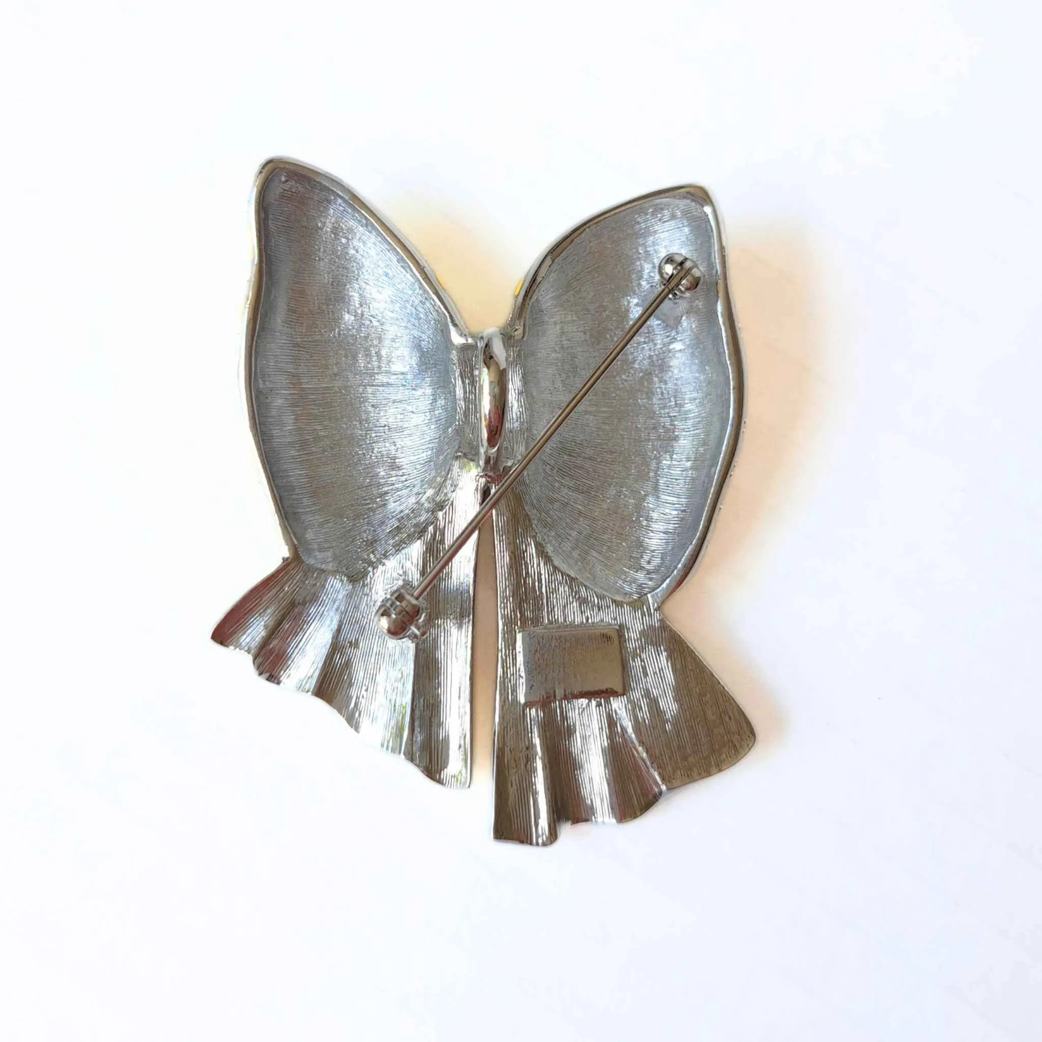 Bow Yellow Enamel and Crystal Brooch