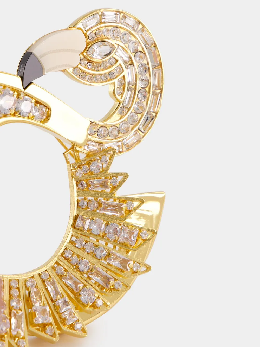 Brass and Crystal Flamingo Brooch