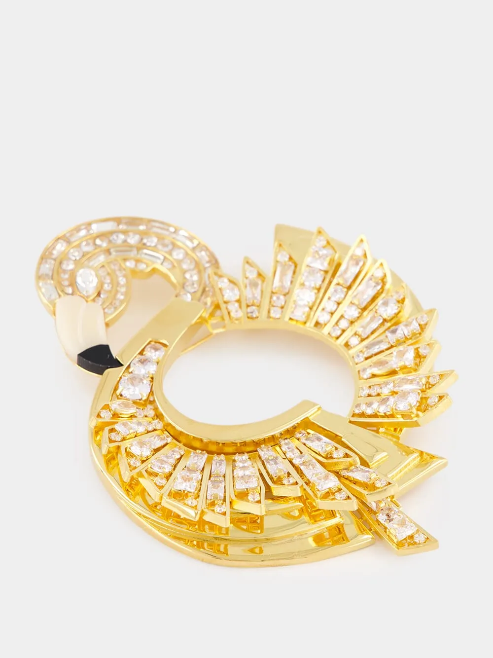 Brass and Crystal Flamingo Brooch