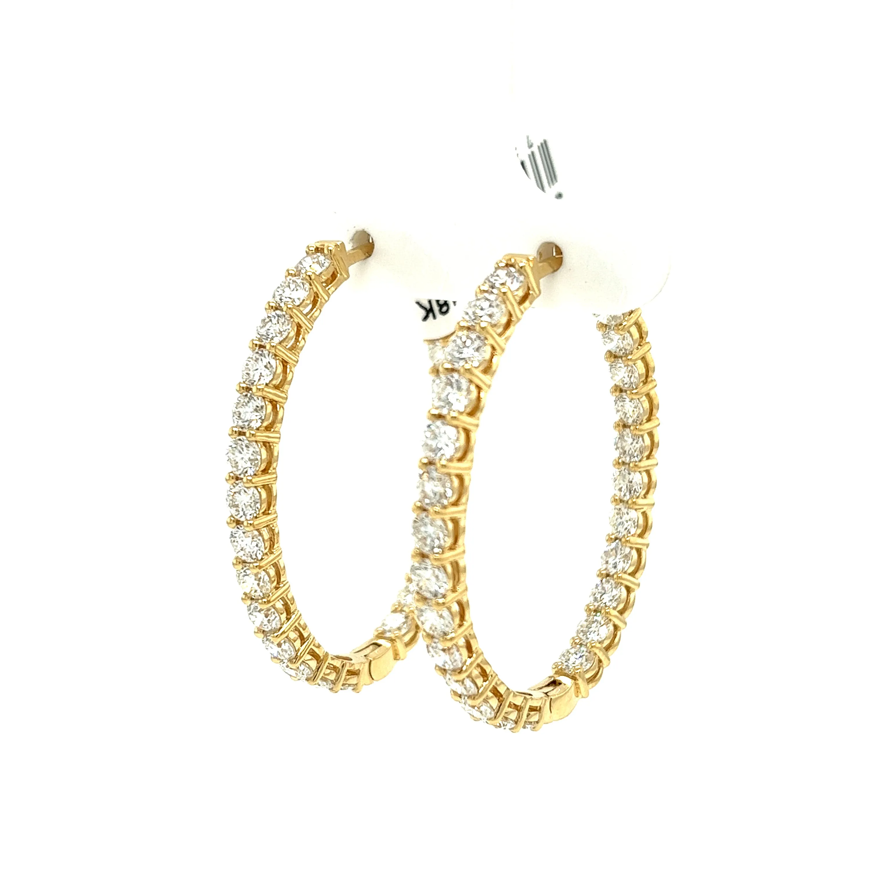Bremer Jewelry Round Large Hoop Diamond Earrings in 18K Yellow Gold (5.25ctw)