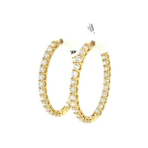Bremer Jewelry Round Large Hoop Diamond Earrings in 18K Yellow Gold (5.25ctw)