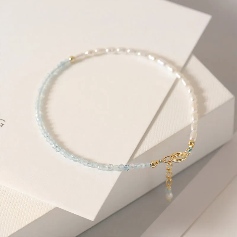 Buddha Stones 2mm Turquoise Pearl Ultra-thin Beads 14k Gold Plated Copper Wisdom Bracelet