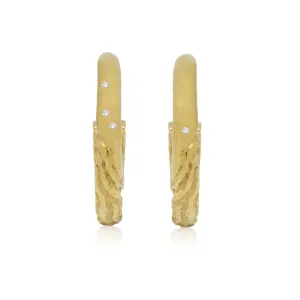 Catch the Wave Hoop Earrings in 14k Yellow Gold and Diamonds