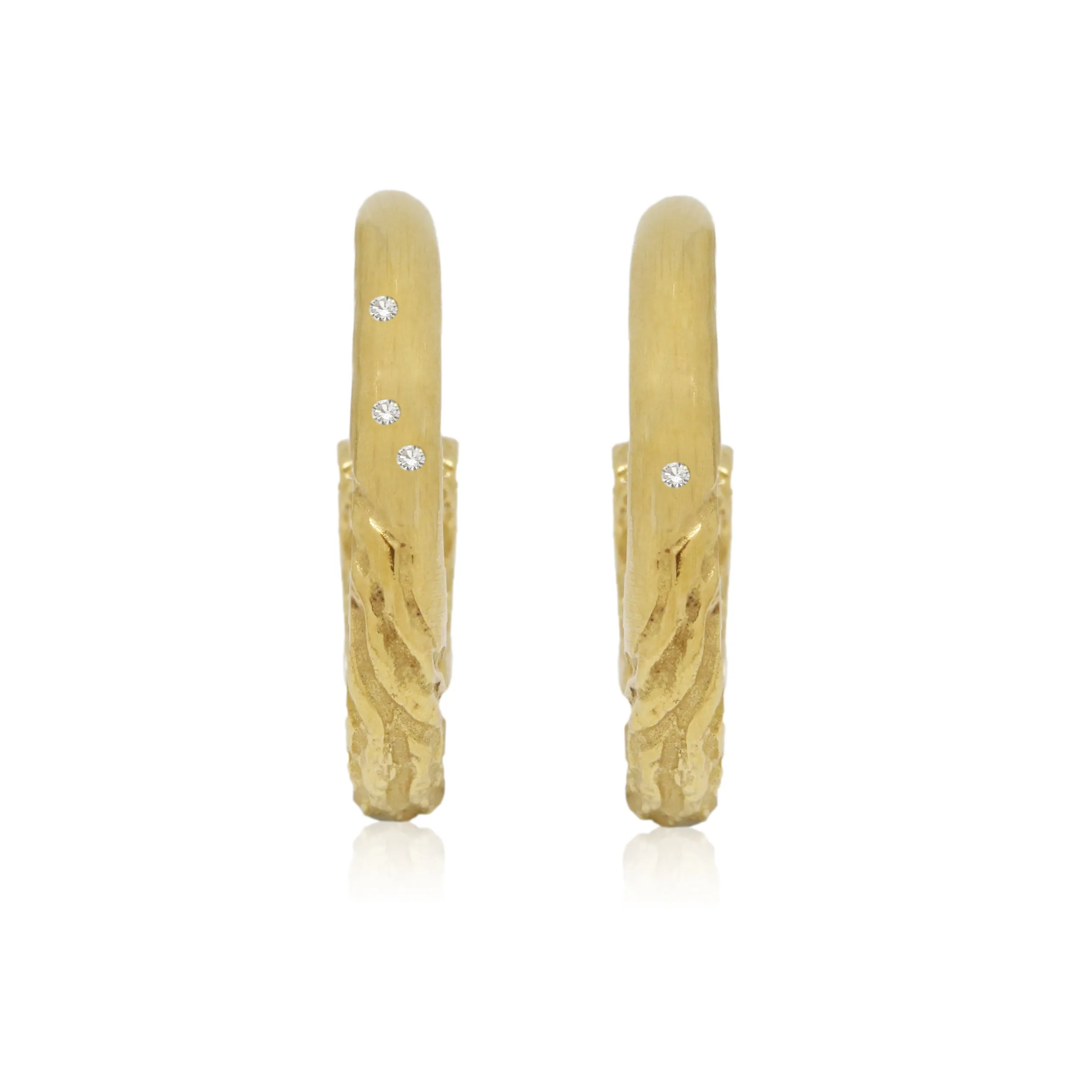 Catch the Wave Hoop Earrings in 14k Yellow Gold and Diamonds