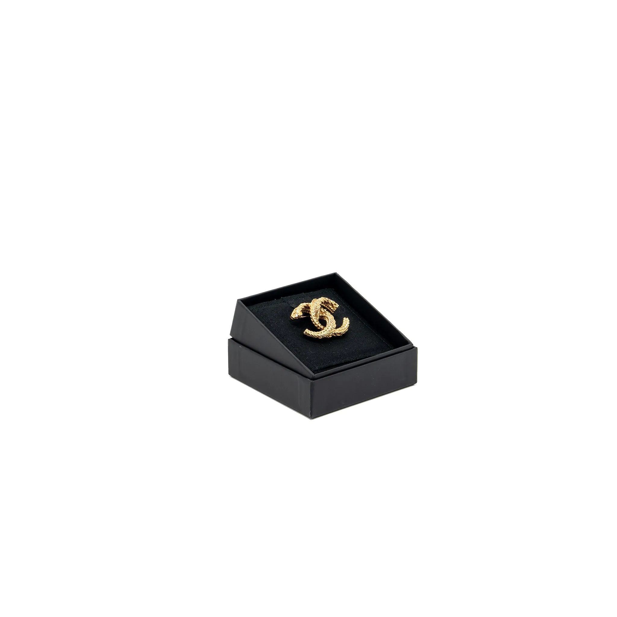 Chanel cc logo brooch metal/crystal gold tone