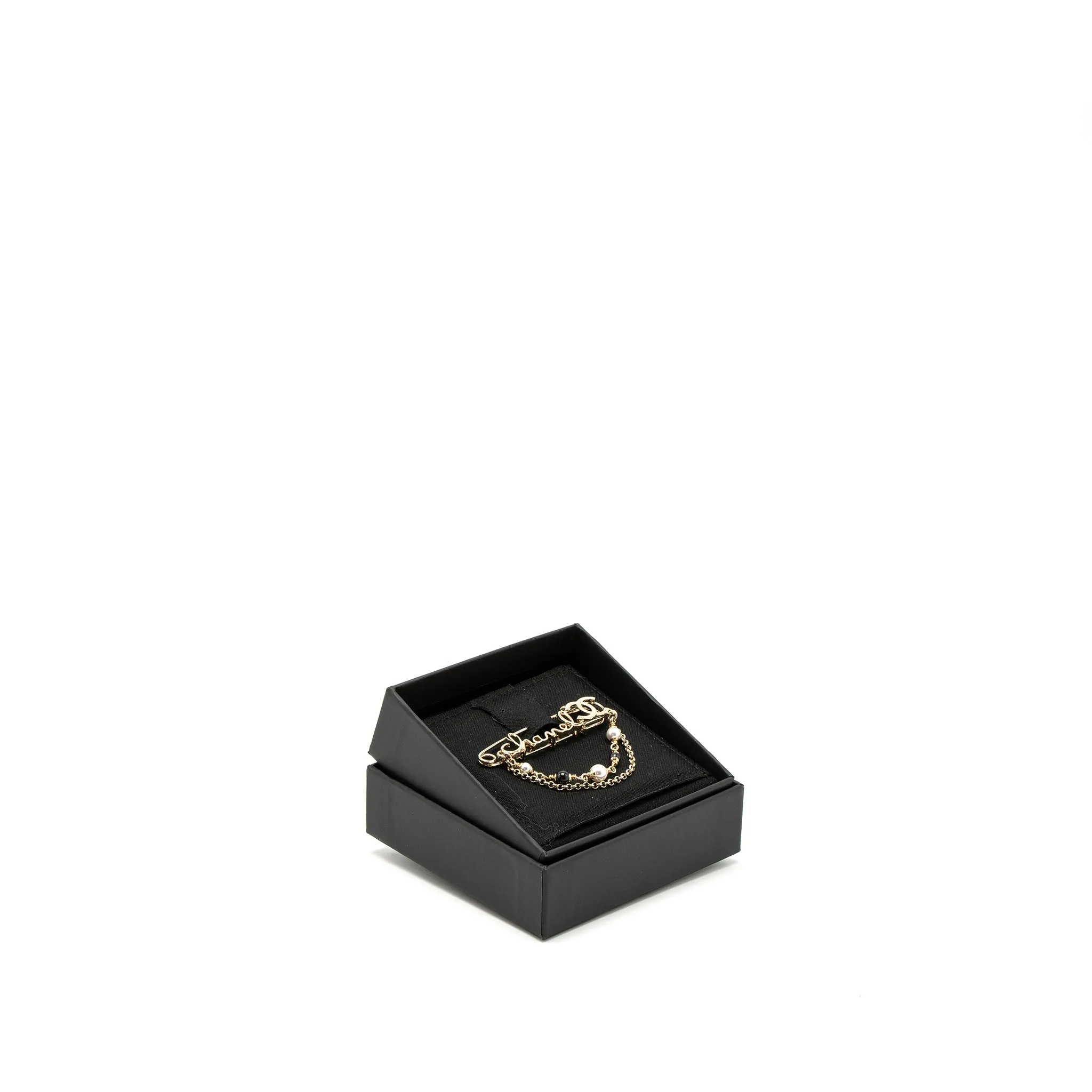 Chanel Pearl Drop Brooch Light Gold Tone