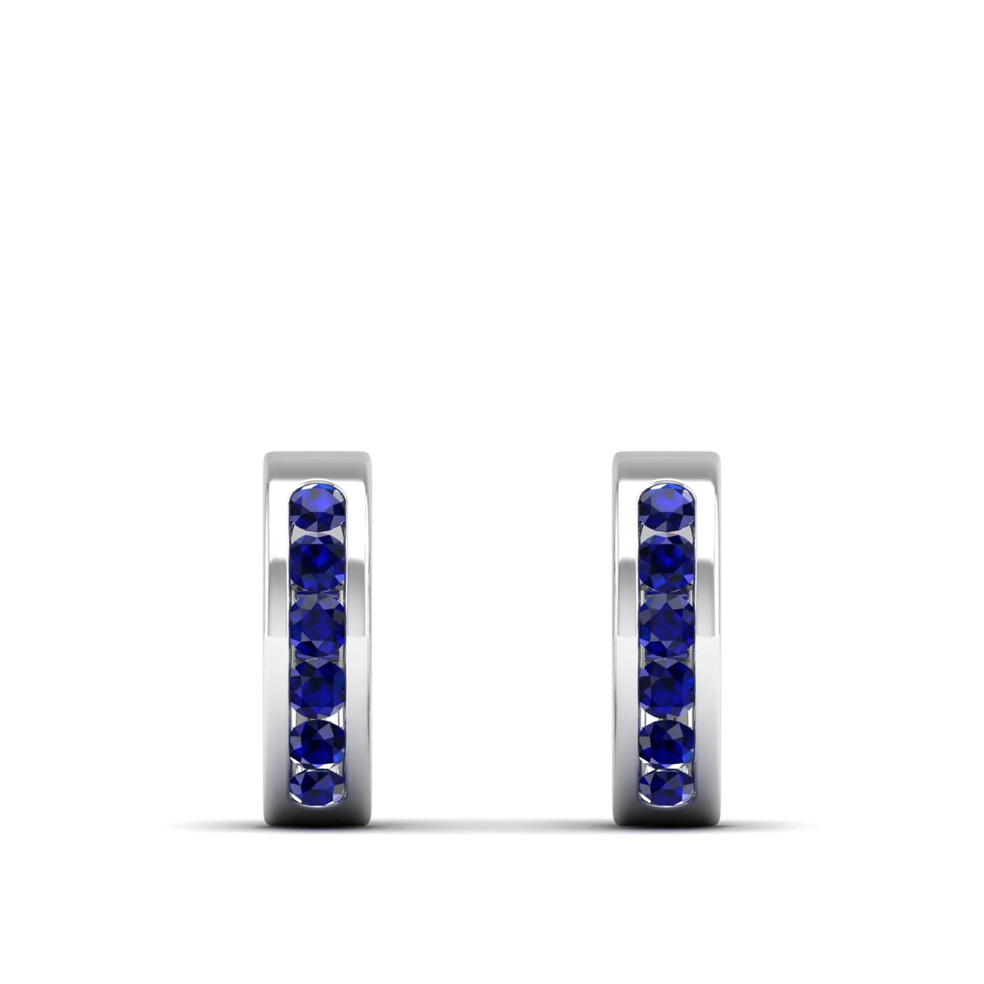 Channel Set Round Sapphire Huggies