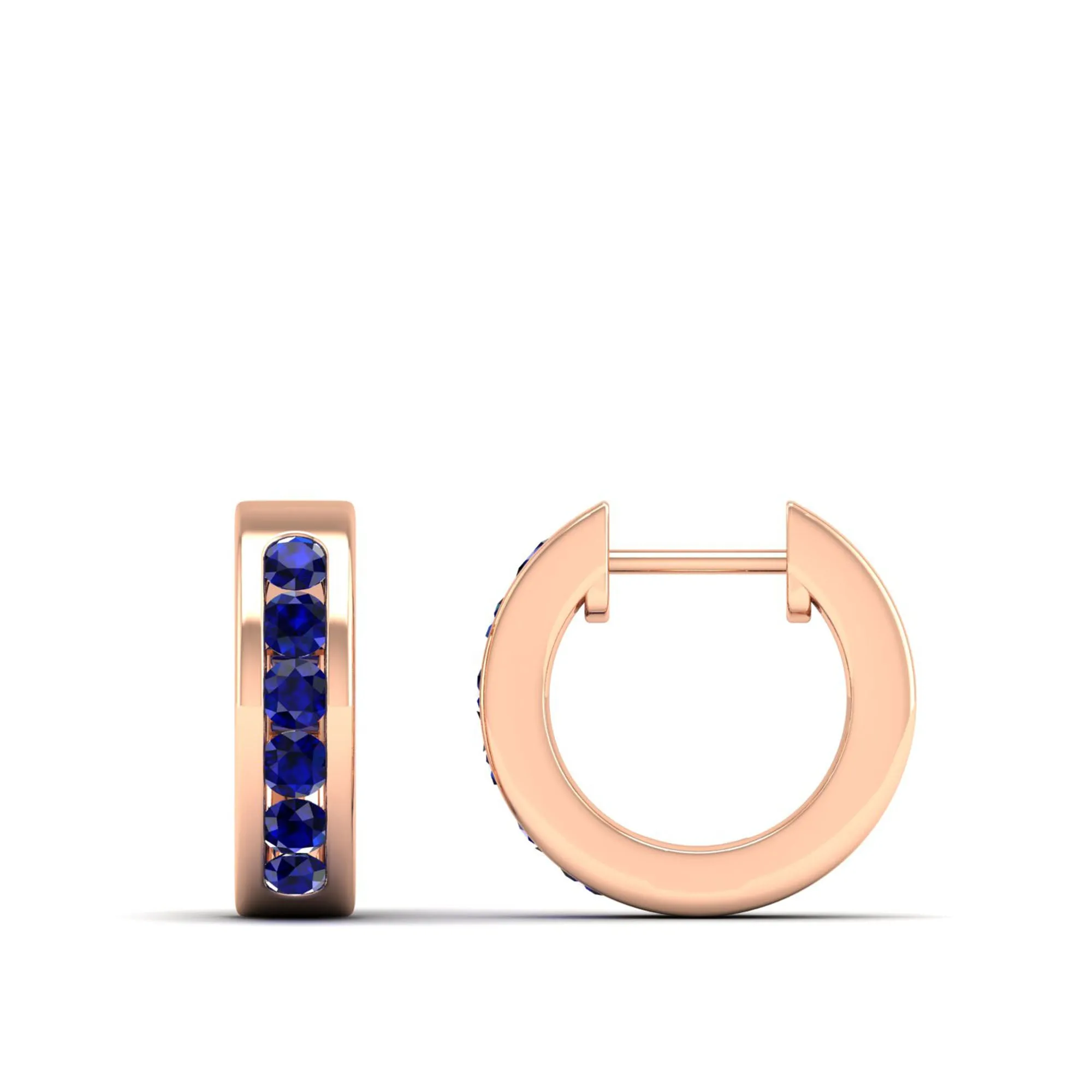 Channel Set Round Sapphire Huggies