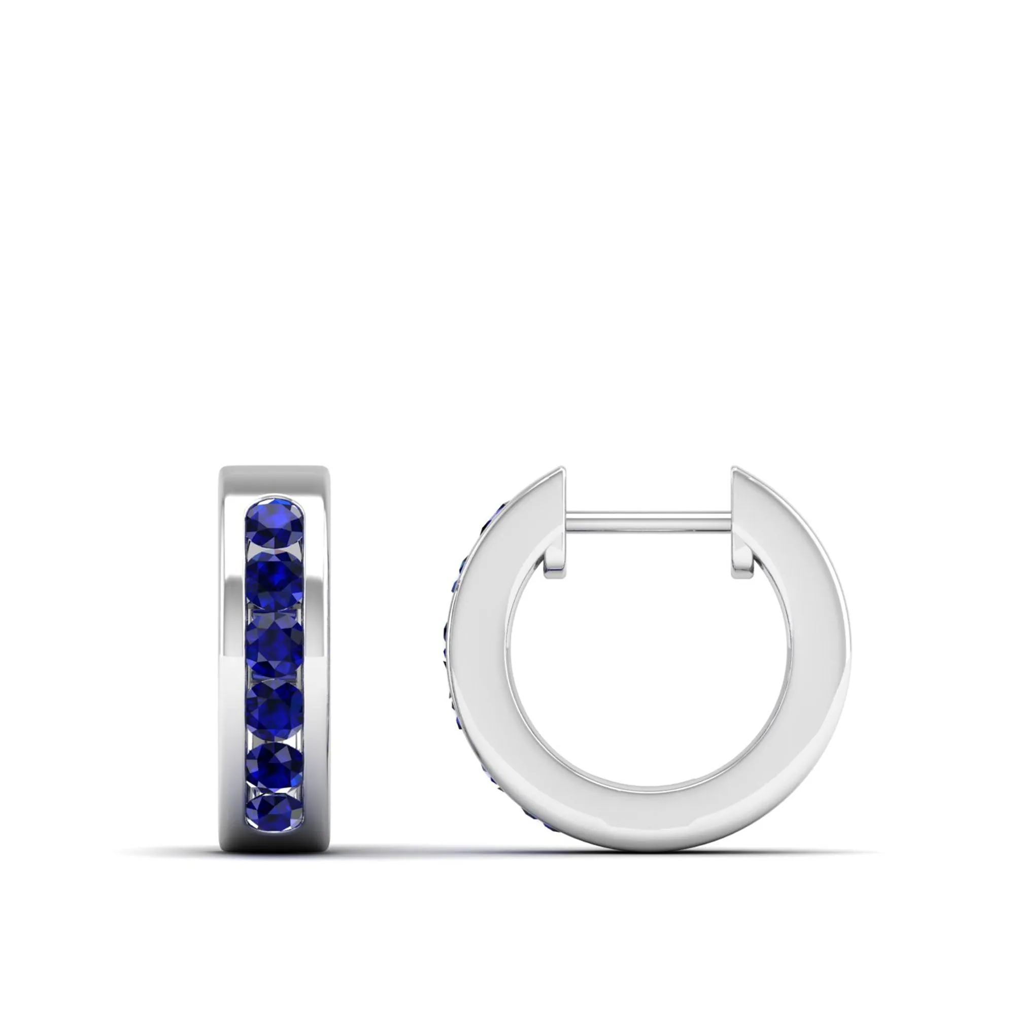 Channel Set Round Sapphire Huggies
