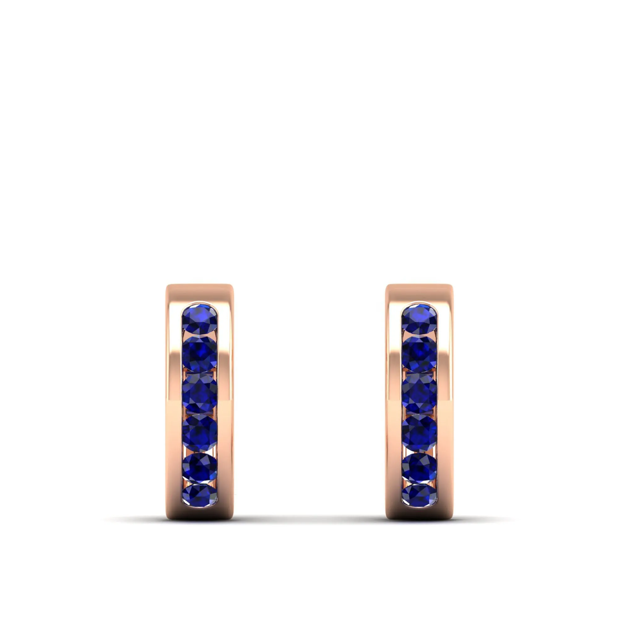 Channel Set Round Sapphire Huggies