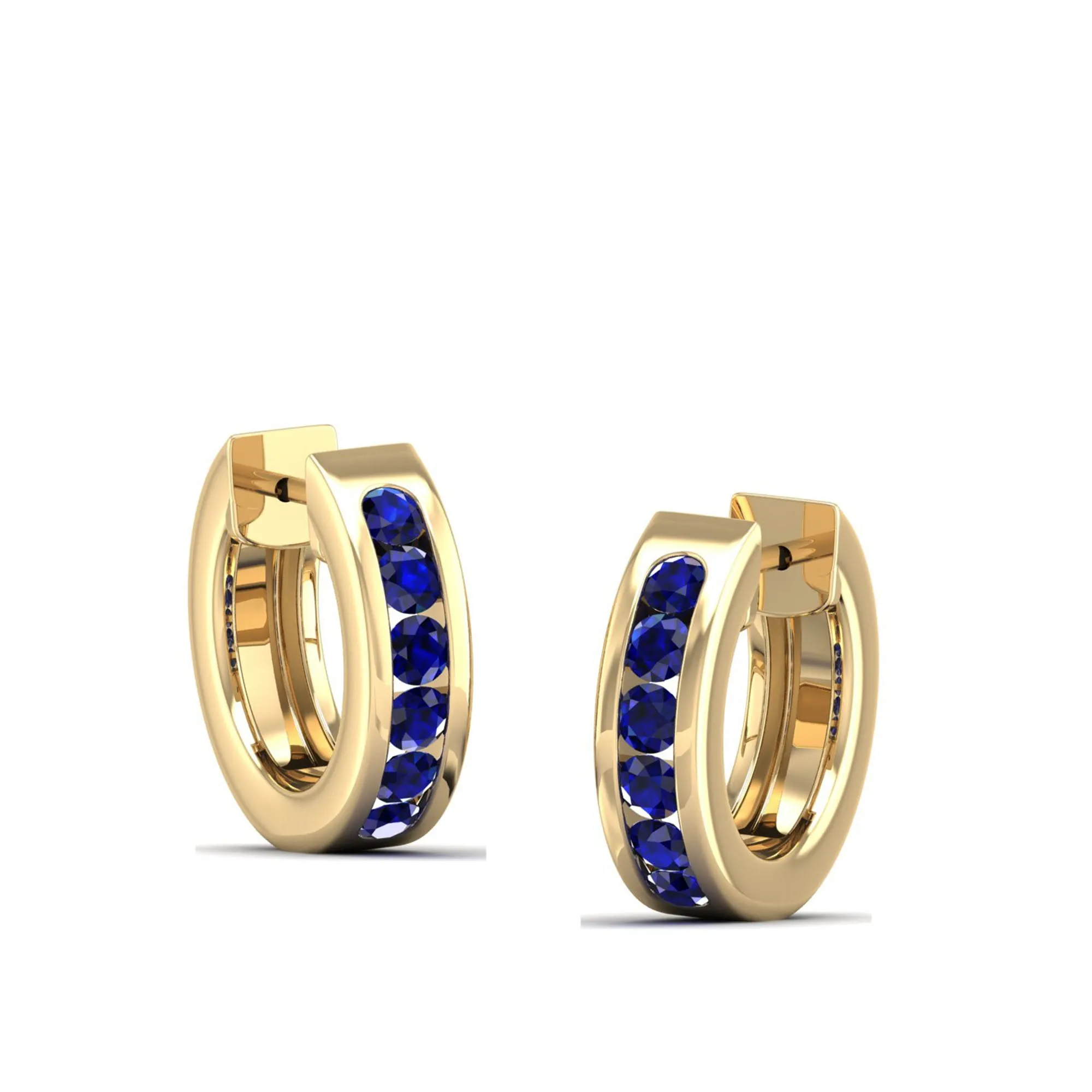 Channel Set Round Sapphire Huggies