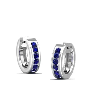 Channel Set Round Sapphire Huggies