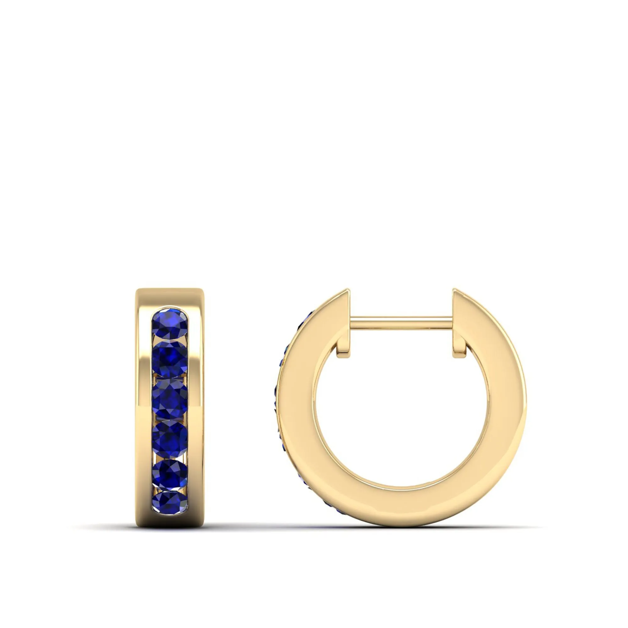 Channel Set Round Sapphire Huggies