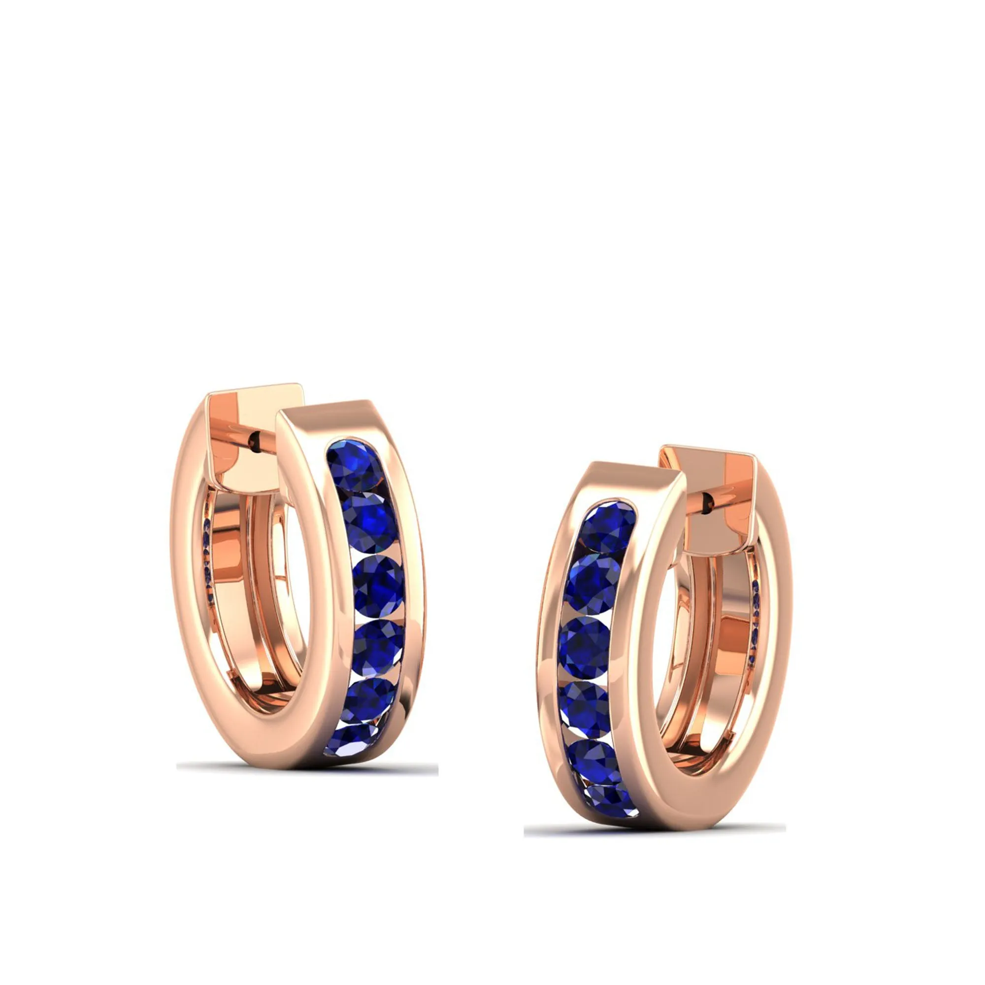 Channel Set Round Sapphire Huggies