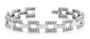 Checkerboard Mens Designer Lab-Grown Diamond Bracelet with 3.65 ct.(finished) 2.1mm