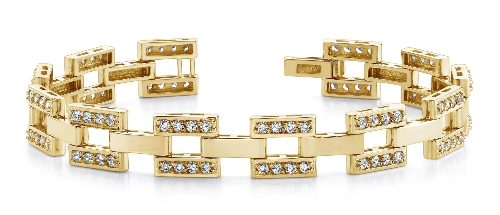 Checkerboard Mens Designer Lab-Grown Diamond Bracelet with 3.65 ct.(finished) 2.1mm