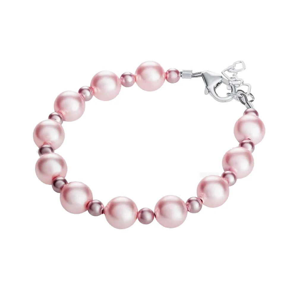Children's Bracelets:  Sterling Silver, Swarovski Rose and Pink Pearl/Crystal Bracelets Age 5 - 10