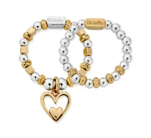 ChloBo Gold & Silver Inner Love Set Of Two Rings - GMR21092