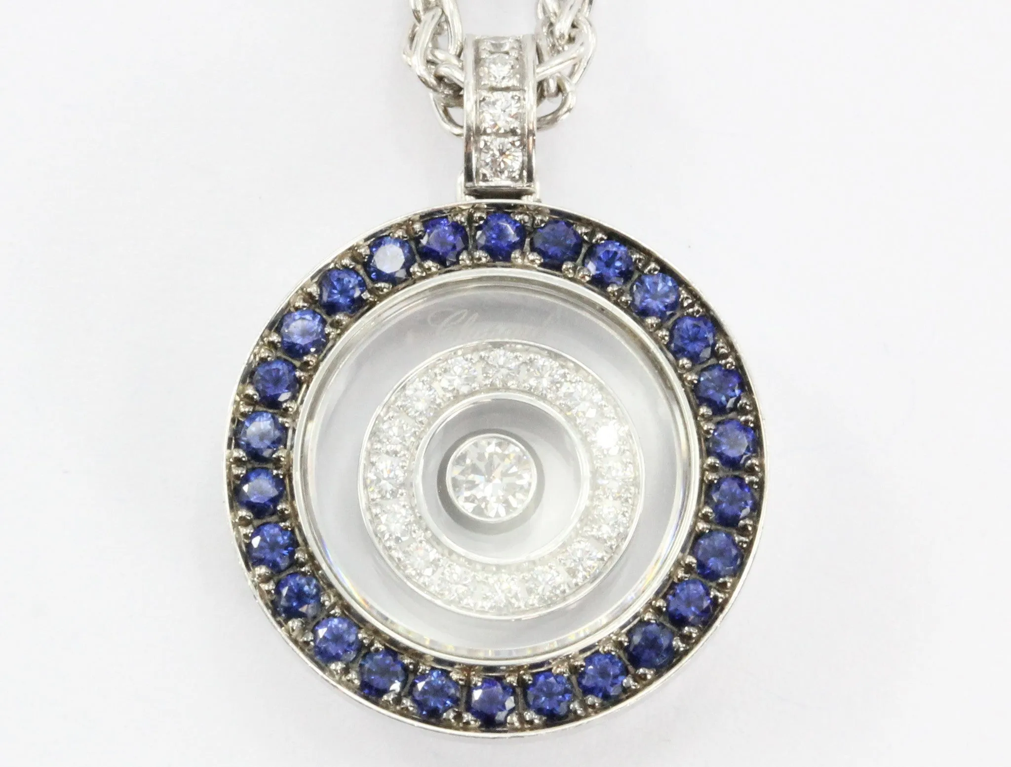 Chopard Happy Spirit Diamond & Sapphire Pendant Necklace 18k Gold