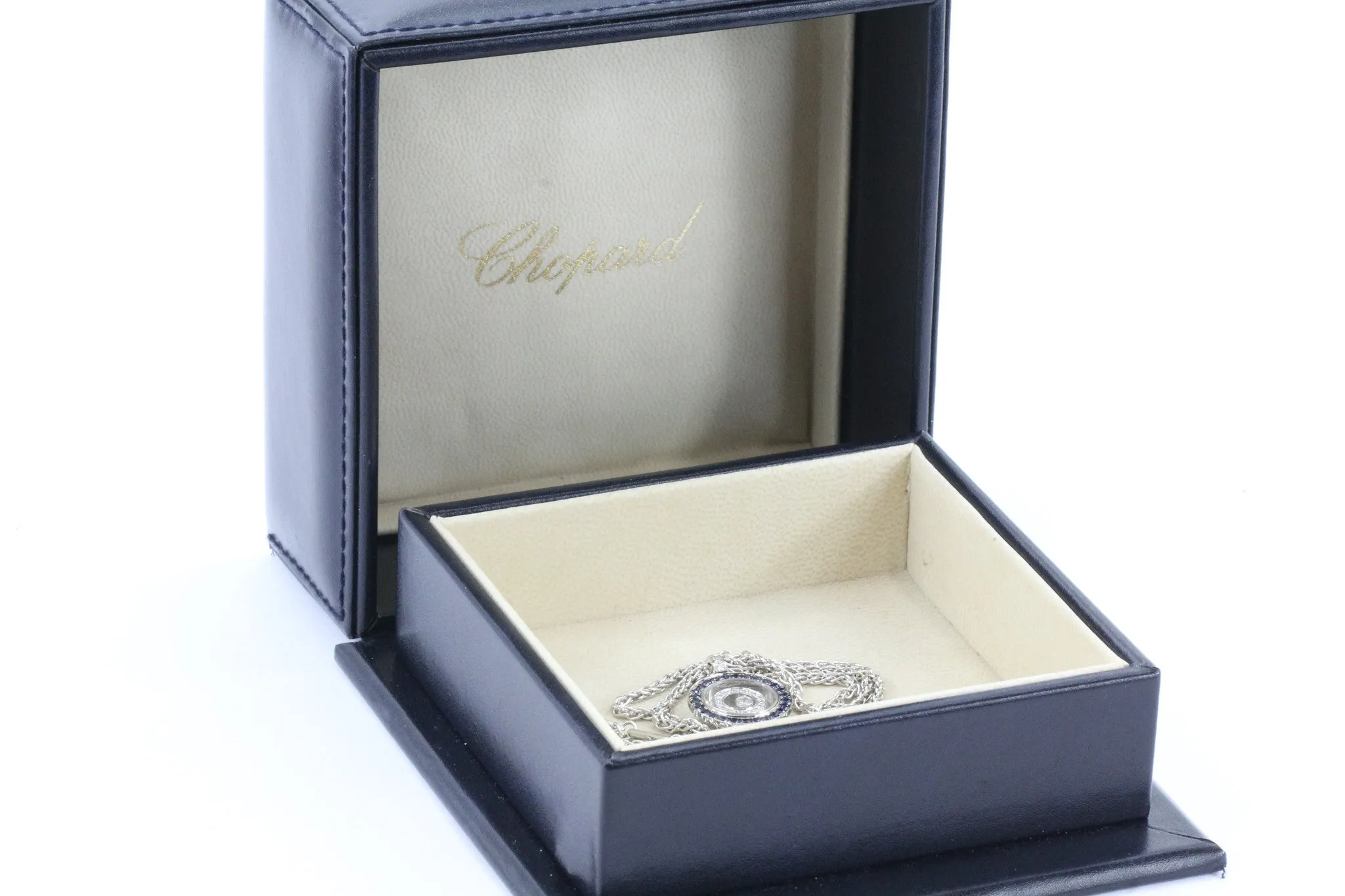 Chopard Happy Spirit Diamond & Sapphire Pendant Necklace 18k Gold