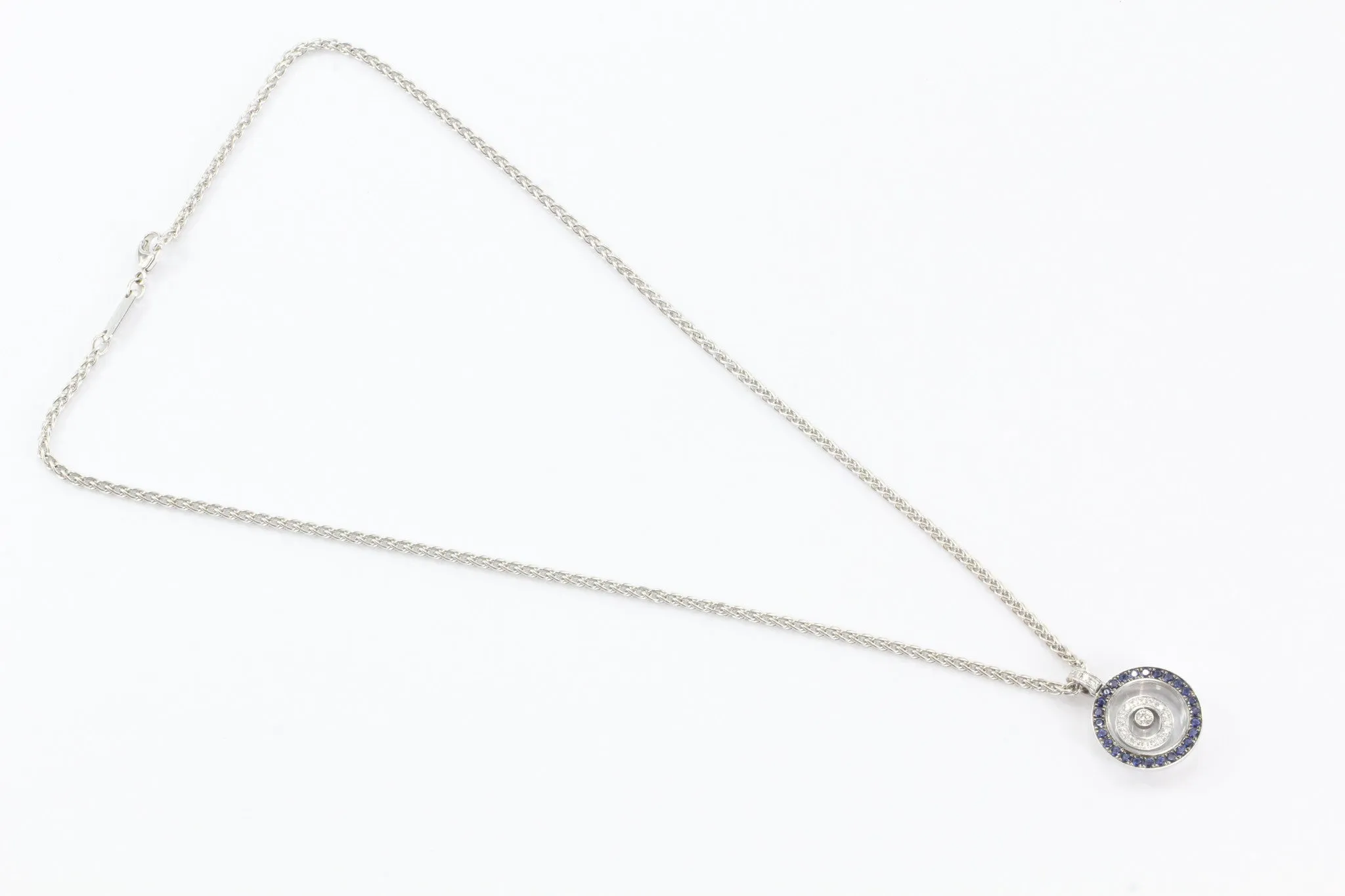 Chopard Happy Spirit Diamond & Sapphire Pendant Necklace 18k Gold